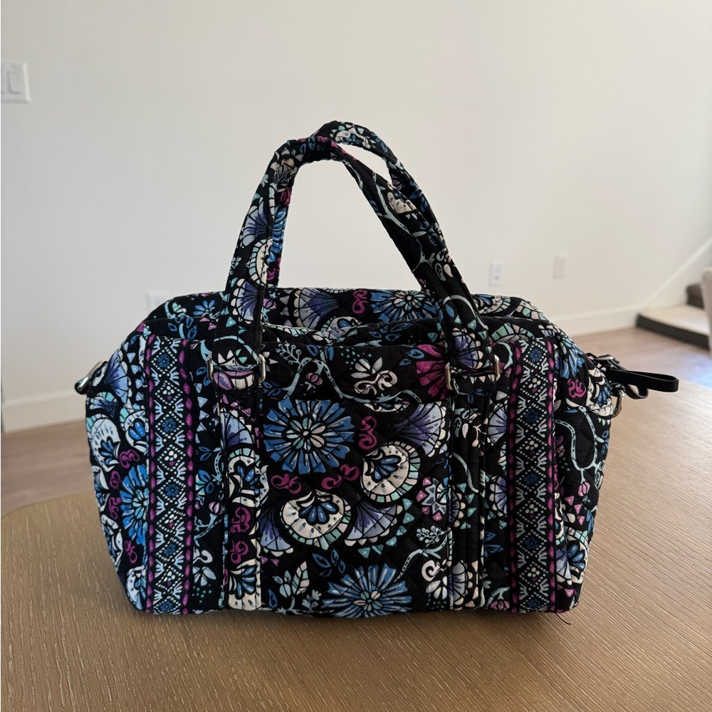 Vera Bradley Mini Duffel Bramble Print Quilted Purse Missing Long Strap